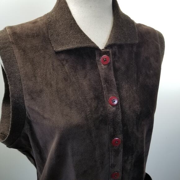 D Terrell Suede Brown Leather Knit Back Vest Very Nice! Size XL - Picture 2 of 11